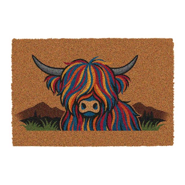 Highland Cow Novelty Doormat — 60 × 40 cm